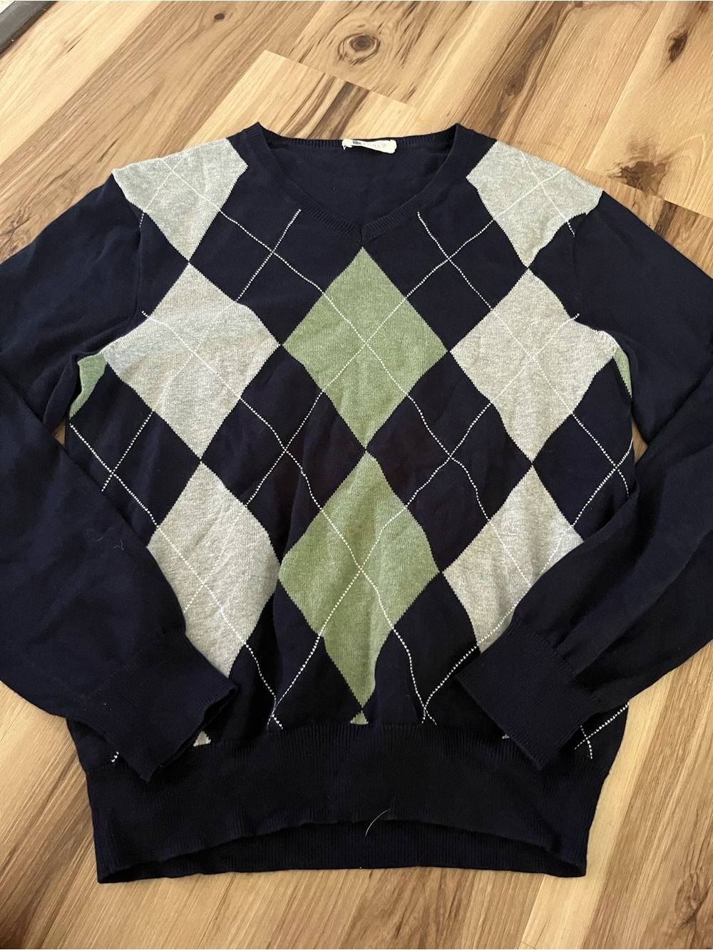 J CREW Men’s Sweater Argyle V Neck 100% Cotton Size Small Pullover - Picture 1 of 4